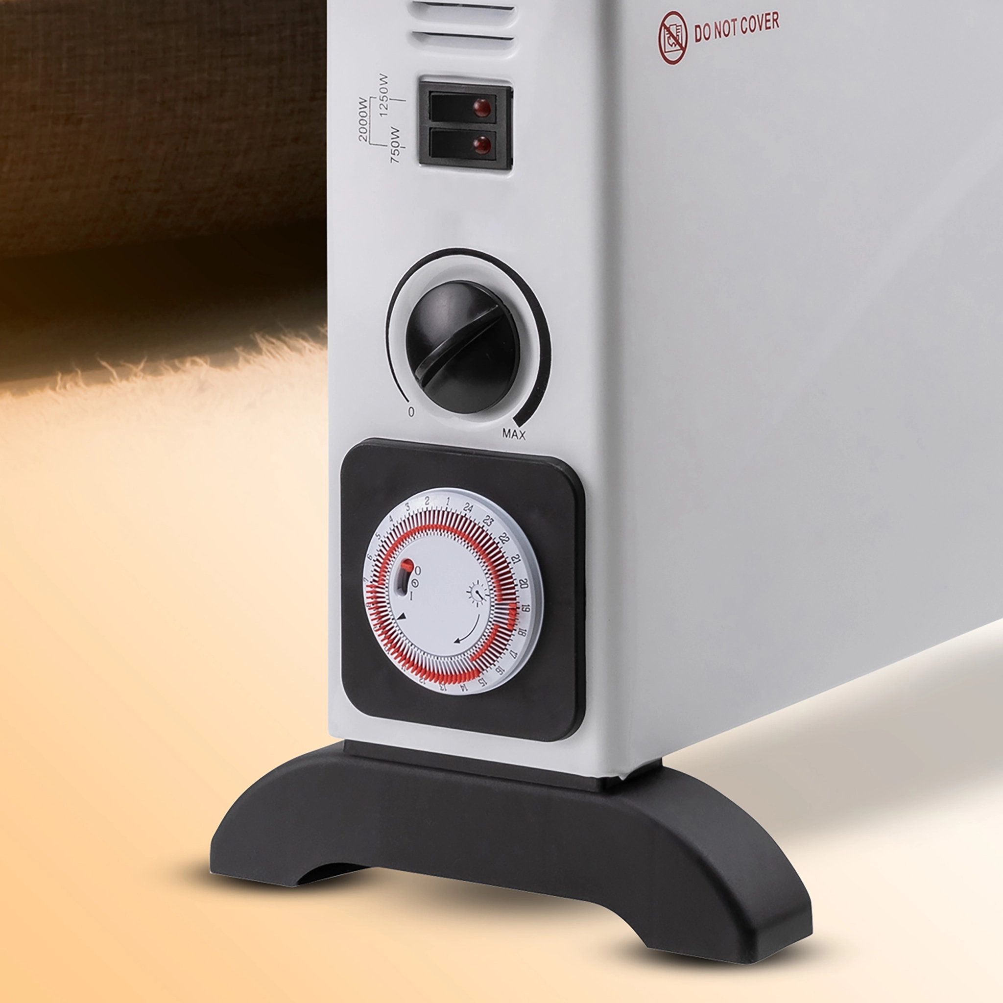 Vergr&ouml;&szlig;erte Drehregler und Standf&uuml;&szlig;e der Elektroheizung von Heidenfeld